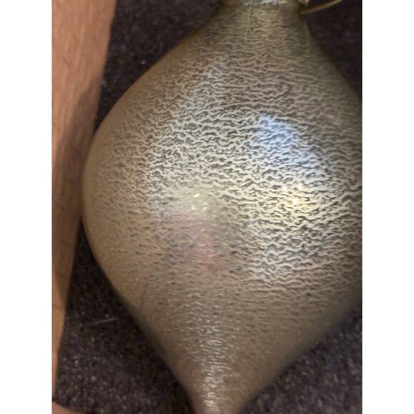 5- Green Gold hand crafted glass Xmas ornaments onion tear drop Glitter Leafs - Picture 8 of 14